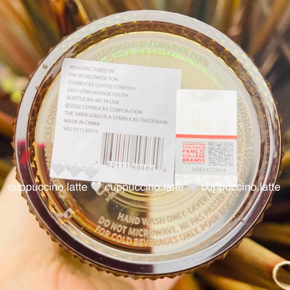 💜NEW💛Starbucks UW University of Washington 2022 Studded Bling Gold Cup - Picture 7 of 8
